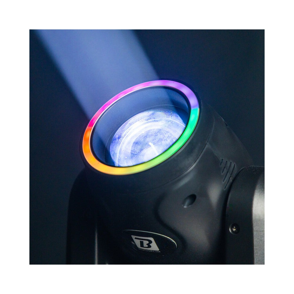 BoomTone DJ 100 W CREE LED beam moving head with 2° beam, 9 colors, 13 gobos, dual rotating prisms and fast Pan / Tilt movement