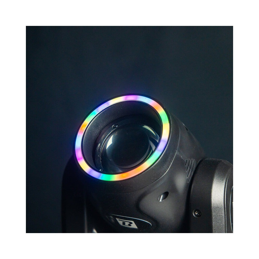 BoomTone DJ 100 W CREE LED beam moving head with 2° beam, 9 colors, 13 gobos, dual rotating prisms and fast Pan / Tilt movement