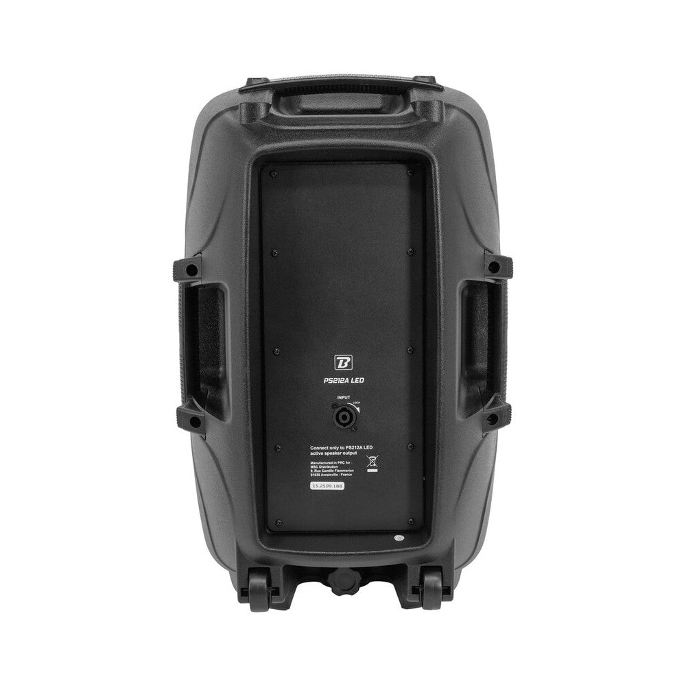 BoomTone DJ Complete PA system with 12" active + passive loudspeakers, Bluetooth / USB / SD / FM player, LED effects, stands, wi