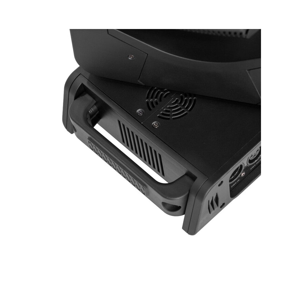 Mac Mah 200W LED Beam moving head, 2.5° beam, 13 gobos, 11 colors, 12 + 6 facet prism, RGB halo LEDs, 14-channel DMX control