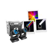 Mac Mah 2 x 200 W LED Beam moving heads, 2.5° beam, 13 Gobos, 11 colours, 12 + 6 facet prism, RGB halo LEDs, 14‑channel DMX cont