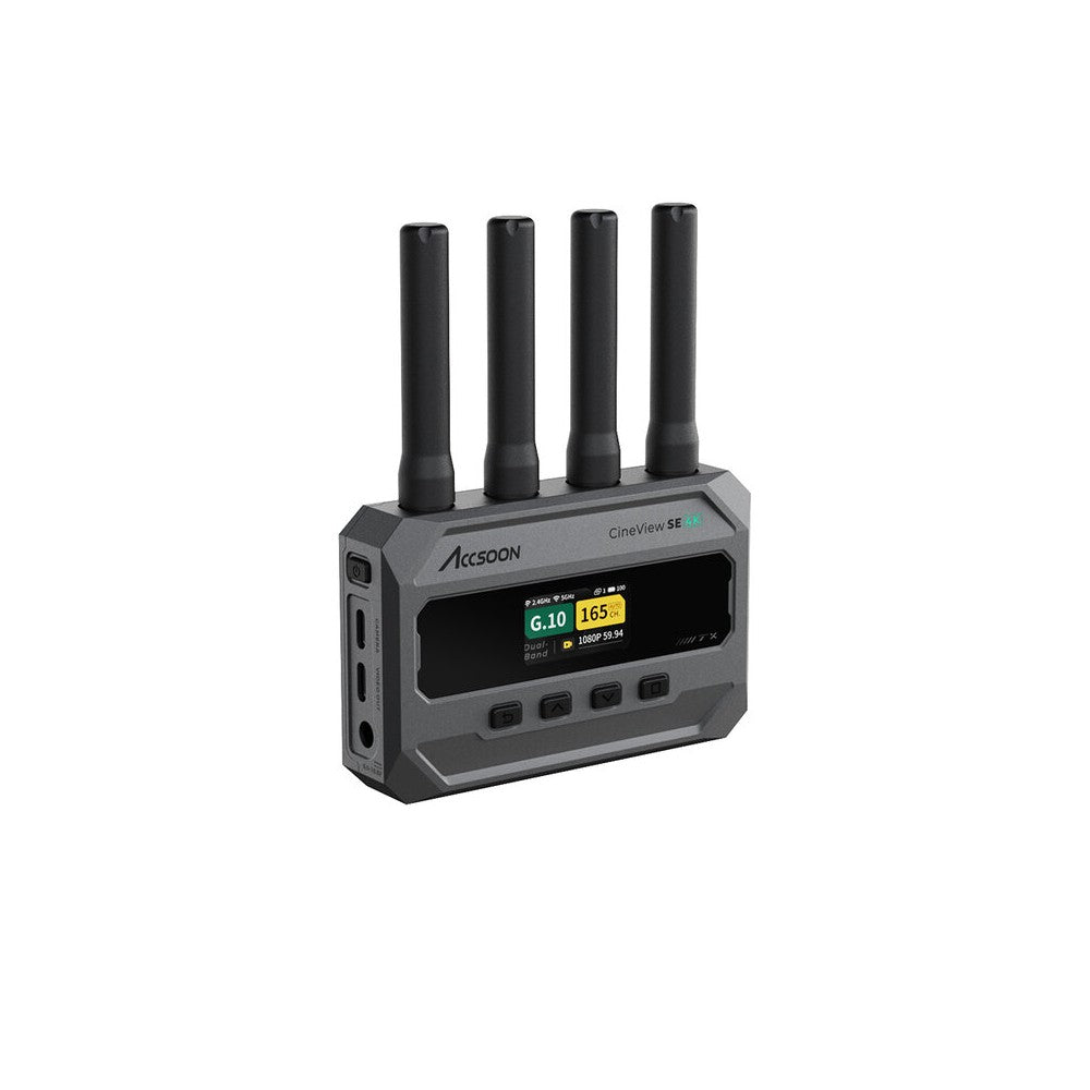 ACCSOON 4K dual‑band wireless AV transmitter for reliable on‑set monitoring, 50 ms latency, 400 m range, SDI / HDMI inputs, USB