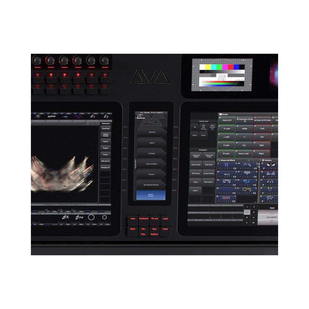 Avolites 30 + 2 motorised faders, 70 assignable optical rotary encoders flagship lighting console shipped in a flight case