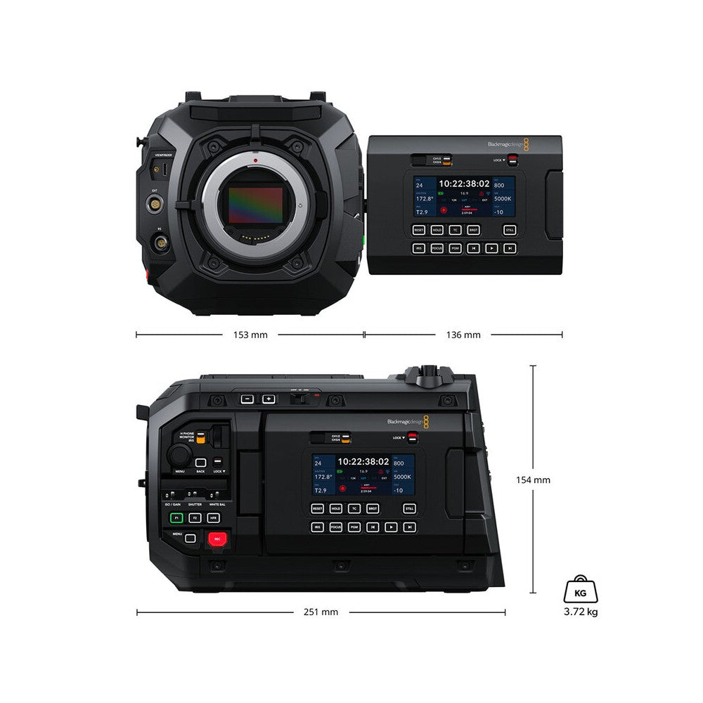 Blackmagic Design Full-frame digital cinema camera, 36 x 24 mm RGBW full frame sensor, 12K resolution (12,288 x 8040), 16 stops