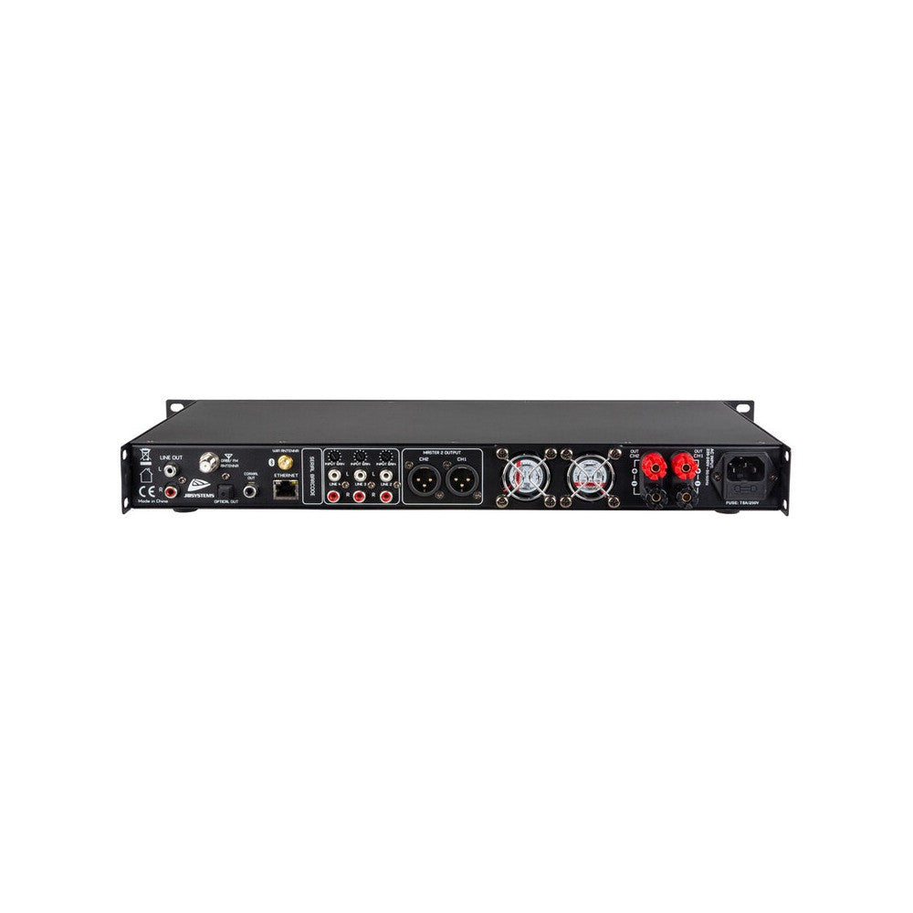JB Systems All-in-one FM / web / network / USB / BT audio player, 2 x 250 W RMS at 4 ohm, 1 x balanced pre-out