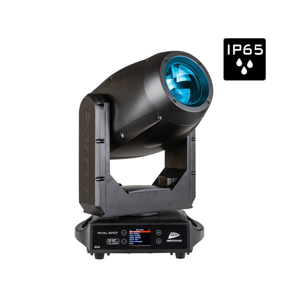 JB Systems Compact 300 W IP65 Spot moving head, wide motorized zoom, dual Gobo wheels, 10-color wheel, rotating prism, integrated