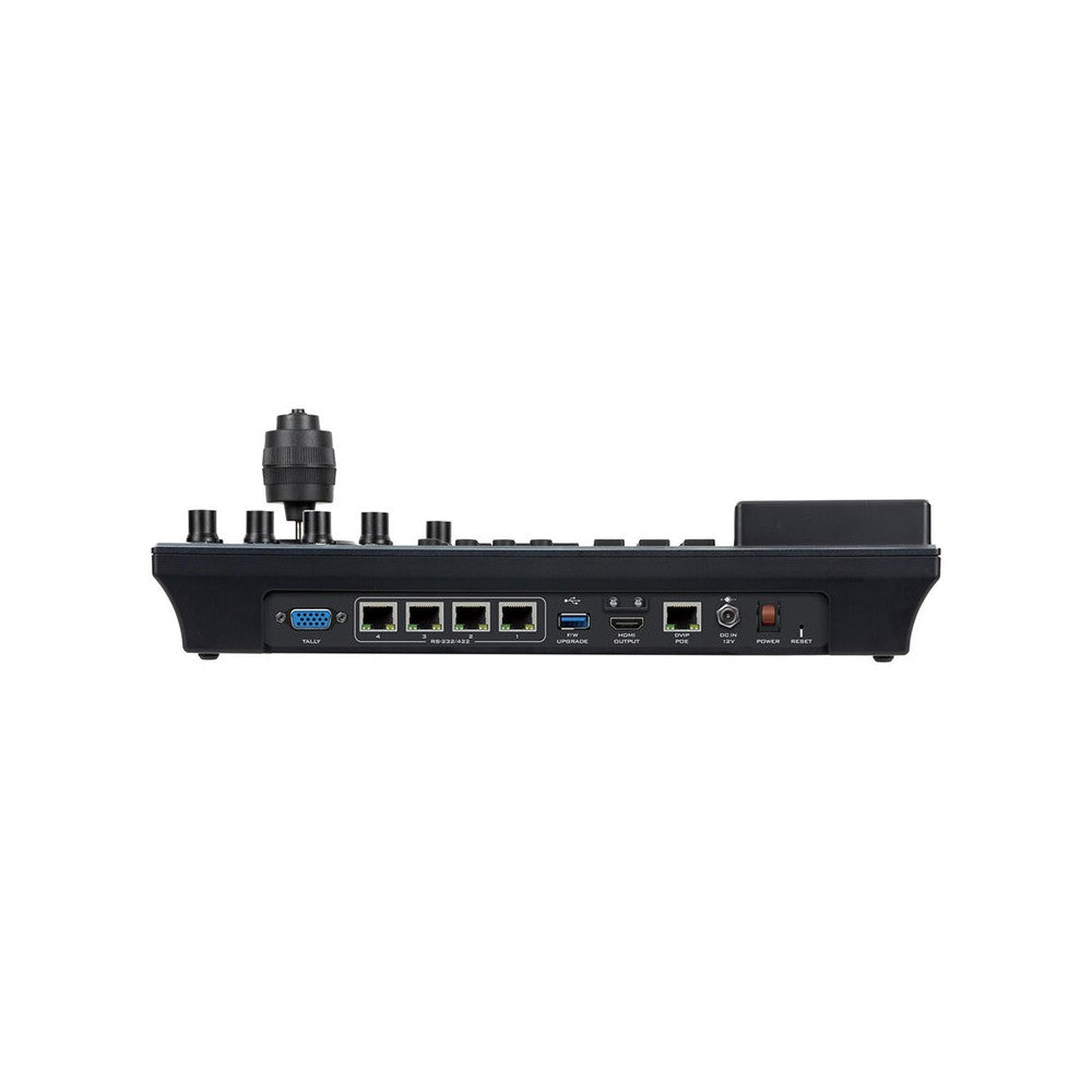 Datavideo PTZ camera controller, serial and IP control, supports live preview with HDMI output, WebUI, rockerswitch and 4-axis J