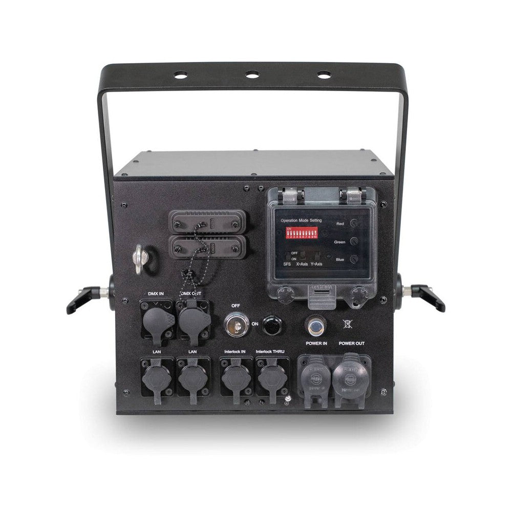 Laserworld 15,000 mW full‑color outdoor laser with IP65 housing, integrated ShowNET multi‑control mainboard, DMX / ArtNet / ILDA