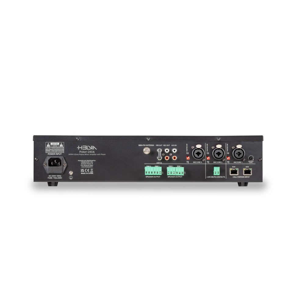 HELVIA POKER-240A Mixer-Amplificatore a 4 zone da 240W con lettore DAB+