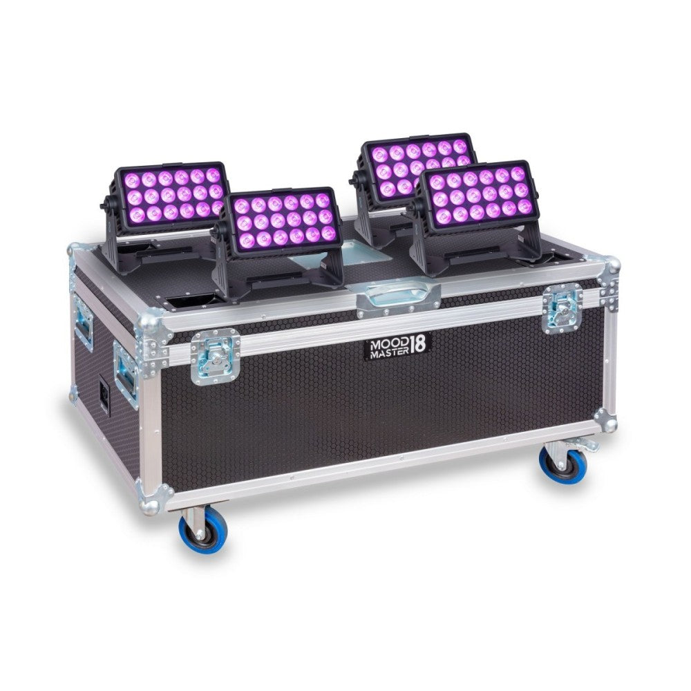 Centolight Set 4 Fari Wash Moodmaster 18 con Flightcase