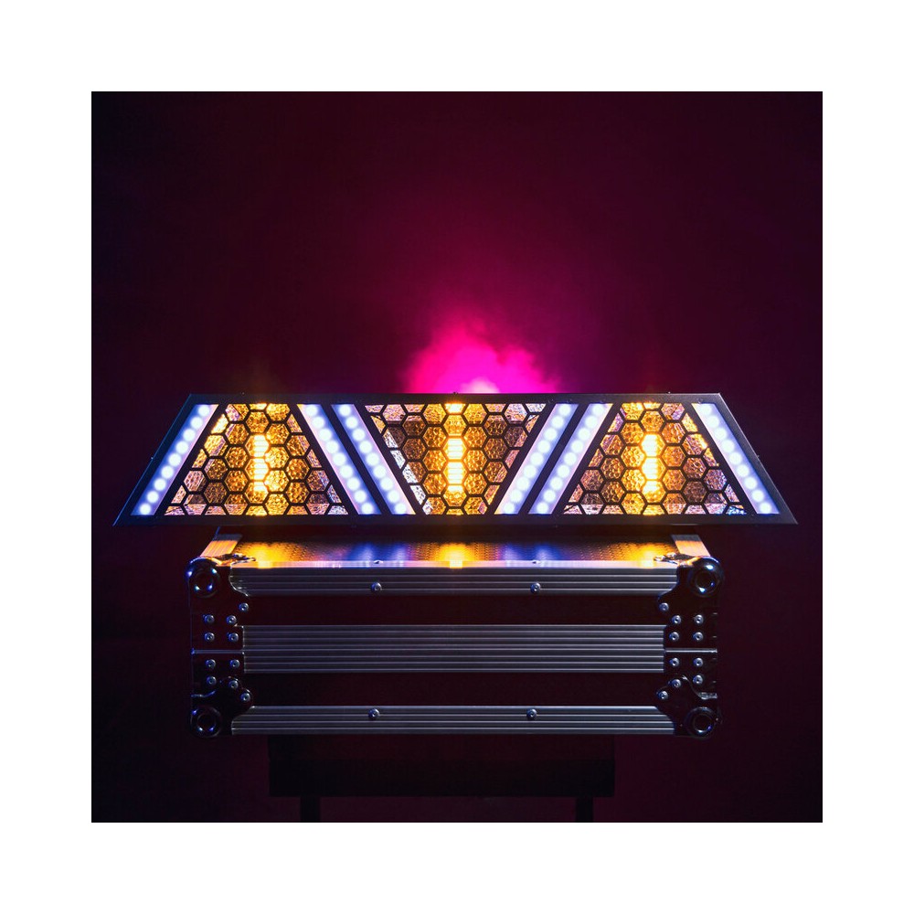 Mac Mah Versatile LED Blinder bar combining warm 50 W amber COB LEDs with RGB effects, smooth dimming, Strobe, multiple control