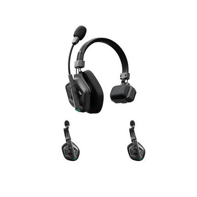 ACCSOON Host auricular + 2 auriculares remotos del sistema de intercomunicación inalámbrico CoMo II, DECT digital de 1,9 GHz full-duplex, 400 m de alcance