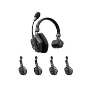 ACCSOON Host headset + 4 remote headsets of the CoMo II wireless Intercom system, digital DECT 1.9 GHz full-duplex, 400 m range