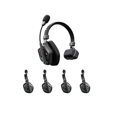 ACCSOON Auricular maestro + 4 auriculares remotos del sistema de intercomunicación inalámbrico CoMo II, digital DECT 1.9 GHz full-duplex, 400 m de alcance
