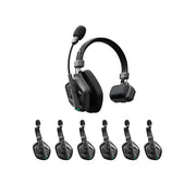 ACCSOON Host headset + 6 remote headsets of the CoMo II wireless Intercom system, digital DECT 1.9 GHz full-duplex, 400 m range