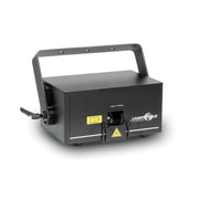 Laserworld 2500 mW RGB analog laser system with 25 kpps scanners, ILDA / DMX / sound‑to‑light control modes, sharp 5 mm / 1.2 mr