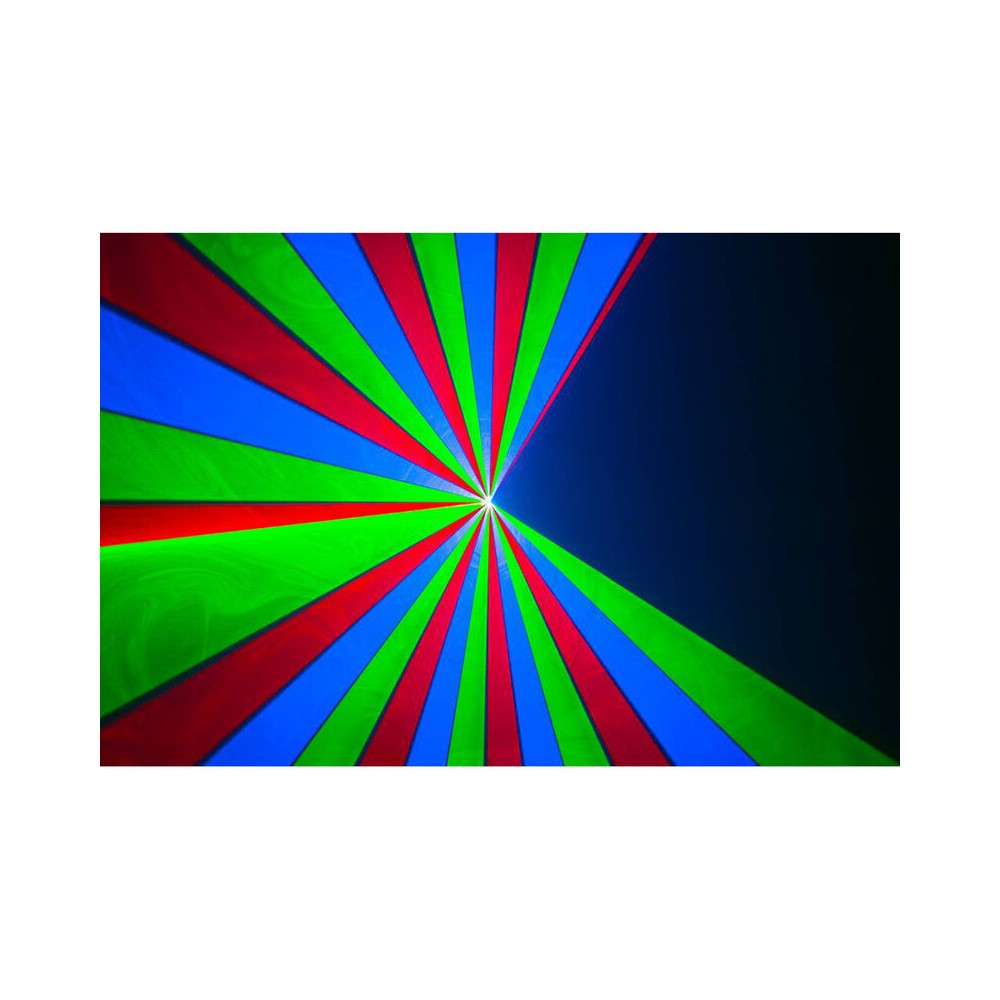 Sistema láser analógico RGB de 2500 mW de Laserworld con escáneres de 25 kpps, modos de control ILDA/DMX/sound-to-light, haz nítido de 5 mm / 1,2 mr.