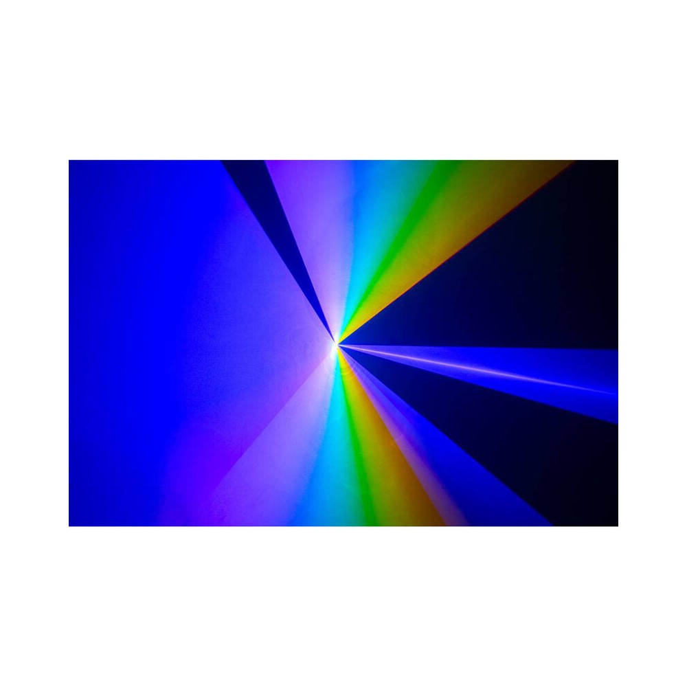 Sistema láser analógico RGB de 2500 mW de Laserworld con escáneres de 25 kpps, modos de control ILDA/DMX/sound-to-light, haz nítido de 5 mm / 1,2 mr.