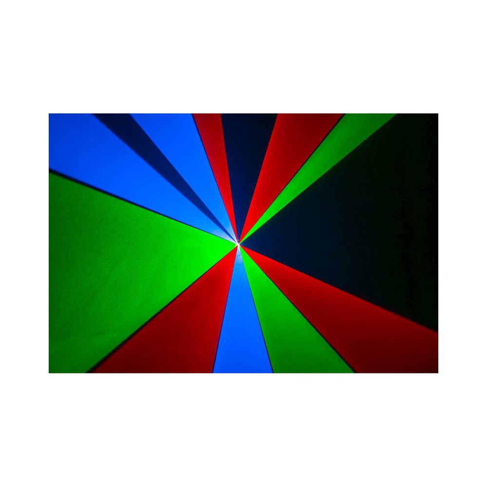 Sistema láser analógico RGB de 2500 mW de Laserworld con escáneres de 25 kpps, modos de control ILDA/DMX/sound-to-light, haz nítido de 5 mm / 1,2 mr.