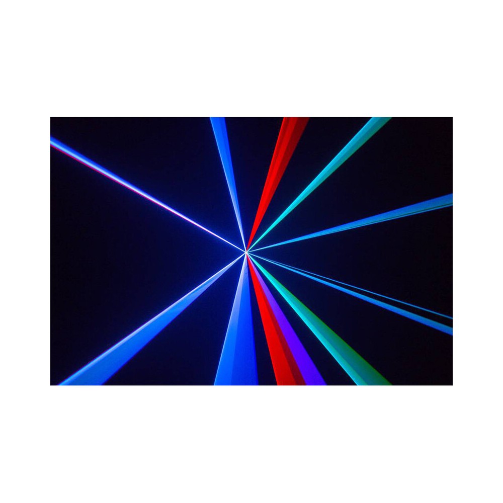 Sistema láser analógico RGB de 2500 mW de Laserworld con escáneres de 25 kpps, modos de control ILDA/DMX/sound-to-light, haz nítido de 5 mm / 1,2 mr.