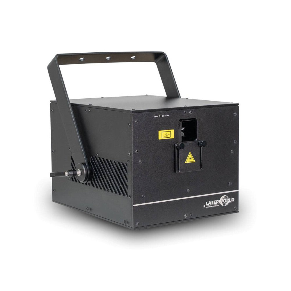 Laserworld 15,000 mW RGB diode laser system with integrated Pangolin FB4 interface, IP65 outdoor housing, 30 kpps scanners, DMX