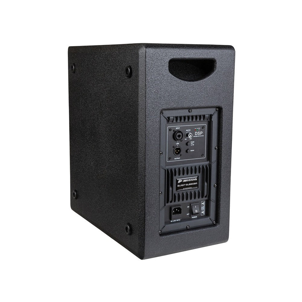 JB Systems Dual-8" active subwoofer with 300 W RMS Class-D amplification stage, built-in DSP, lightweight plywood cabinet