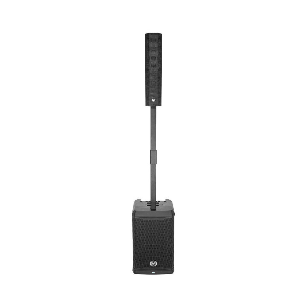 Mac Mah 1000 W floorstanding PA system with DSP, 12" subwoofer + 4 × 4" + 1 × 1" satellite, Bluetooth 5.2 TWS, 4-input mixer