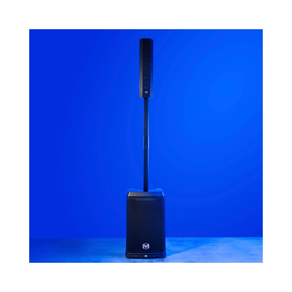 Mac Mah 1000 W floorstanding PA system with DSP, 12" subwoofer + 4 × 4" + 1 × 1" satellite, Bluetooth 5.2 TWS, 4-input mixer