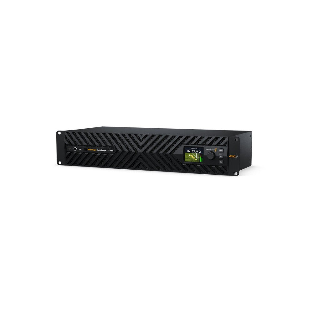 Blackmagic Design High‑power 8 channels 10G‑to‑100G SMPTE‑2110 bridge, full 2022‑7 redundancy, 90 W PoE++ per port, front‑panel