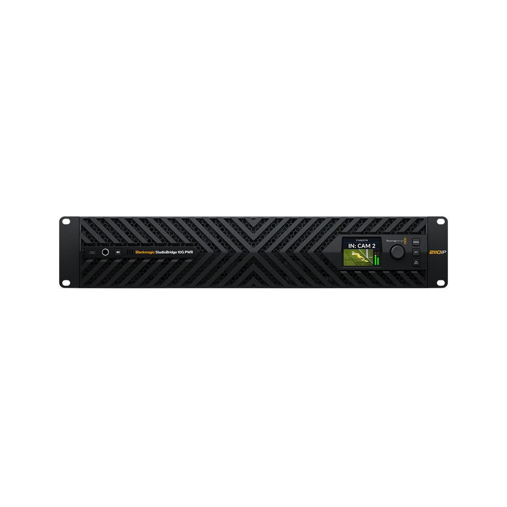 Blackmagic Design High‑power 8 channels 10G‑to‑100G SMPTE‑2110 bridge, full 2022‑7 redundancy, 90 W PoE++ per port, front‑panel
