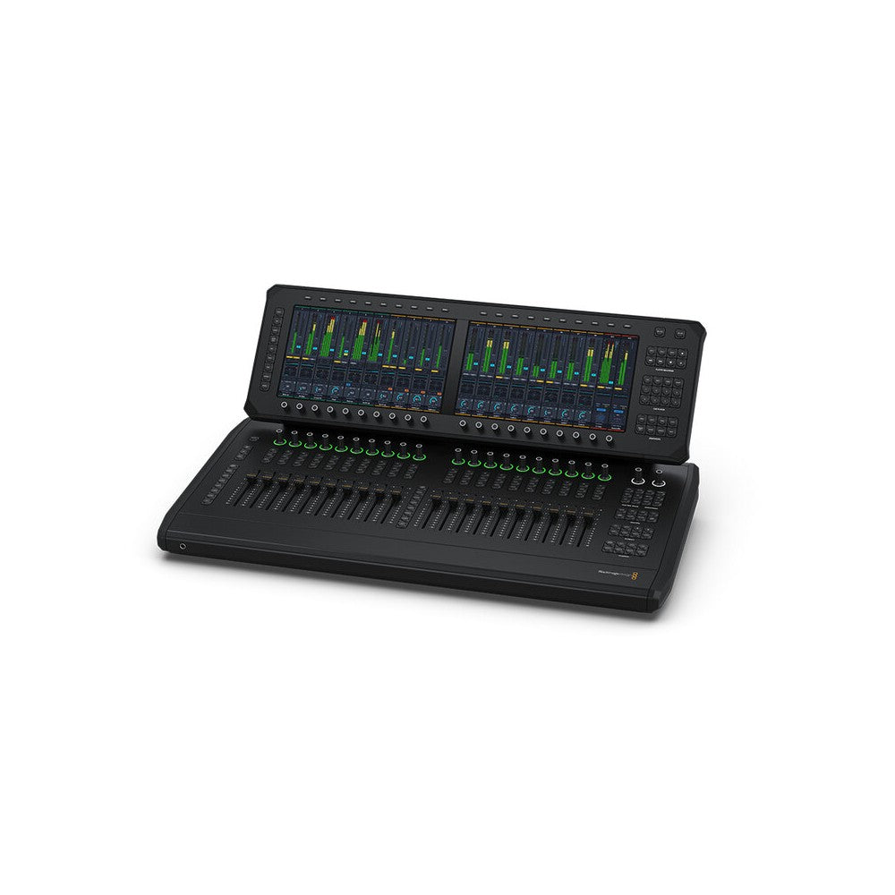 Blackmagic Design Desktop control surface, 20 motorized faders, 2 × 11.6" touchscreen for real‑time control of channel processin