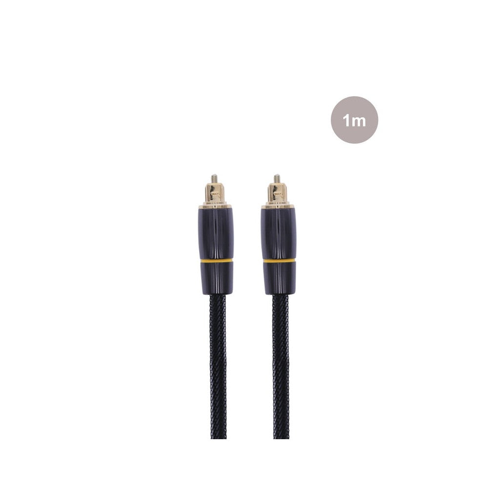 Enova Hifi High‑quality Toslink optical cable, reinforced shielding, 24K gold‑plated connectors, durable braided sheath, 1 m
