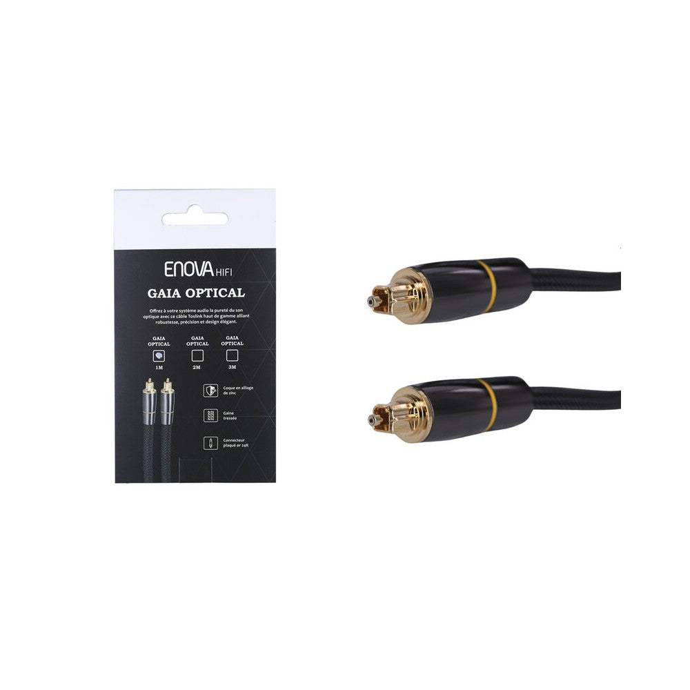 Enova Hifi High-quality Toslink optical cable, reinforced shielding, 24K gold-plated connectors, durable braided sheath, 1 m