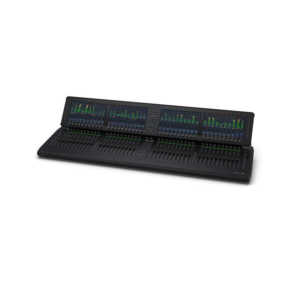 Blackmagic Design Desktop control surface, 40 motorized faders, 4 × 11.6" touchscreen for real‑time control of channel processin