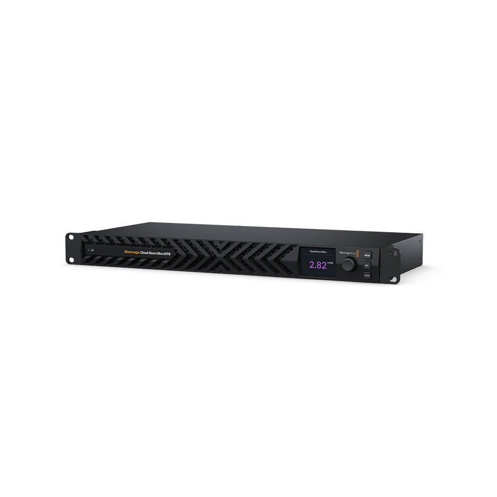 Blackmagic Design High‑performance 24 TB network storage, dual independent 100G Ethernet, flash RAID core, RAID 5 protection, HD