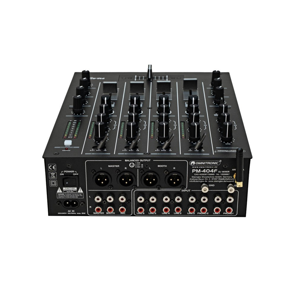 OMNITRONIC PM-404F Mezclador de DJ de 4 canales con filtro y Bluetooth