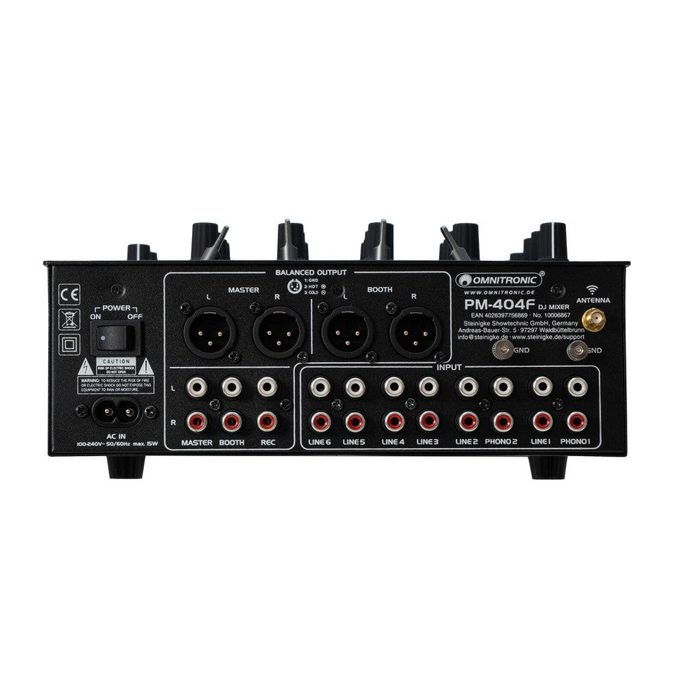 OMNITRONIC PM-404F Mezclador de DJ de 4 canales con filtro y Bluetooth