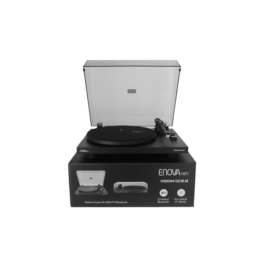 Enova Hifi Tocadiscos Hi-Fi con transmisión por correa, Bluetooth y USB, preamplificador RIAA integrado, cartucho Audio Technica AT3600L, ma