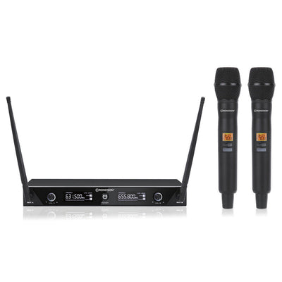 Rondson BE-1020/2MIC Dual diversity UHF set, 2 handheld microphones, 1 receiver, 663/676.6 MHz