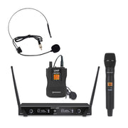 Rondson BE-1020/MIC/BP 663 / 676.6 MHz dual diversity UHF set, 1 handheld microphone and 1 bodypack with lavalier and headworn microphones + receiver