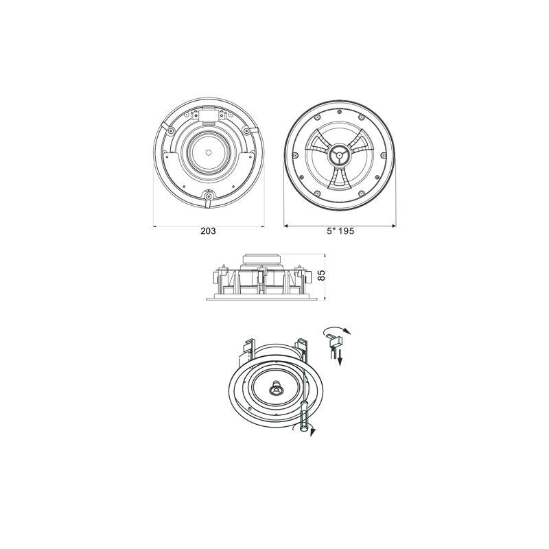 Rondson CSL 630 5" ceiling speaker, 40 / 20 / 10 W at 100 V, white