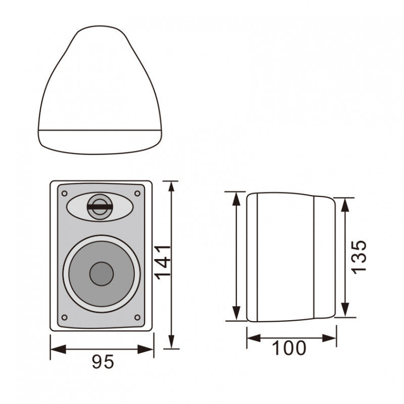 Rondson PBT 06 BL 2-way wall-mounted loudspeaker, 12 / 6 / 3 W on 100 V and 12 W on 8 ohm, white, price for 1 pc, sold in pair