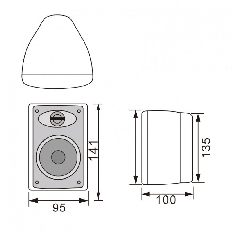 Rondson PBT 06 N 2-way wall-mounted loudspeaker, 12 / 6 / 3 W on 100 V and 12 W on 8 ohm, black, price for 1 pc, sold in pair