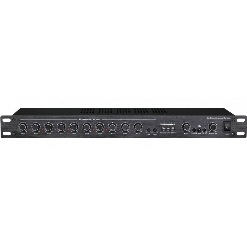 Rondson PM 10P 10 MIC inputs preamplifier with selectable priorities + 2 AUX, 19" 1U