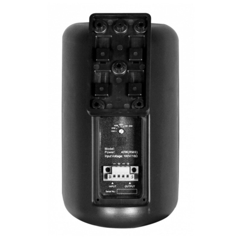 Rondson JS-EST40N 40 W wall-mounted passive loudspeaker, 100 V and low impedance, IP46, black color
