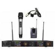 Rondson BE-5038/H-83/PT-10 UHF dual diversity package, 1 handheld HF microphone + lavalier microphone + 1 bodypack + dual UHF True Diversity receiver