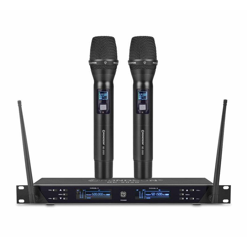 Rondson BE-2020/2MIC Dual diversity UHF set, 2 handheld microphones, 500 - 700 MHz