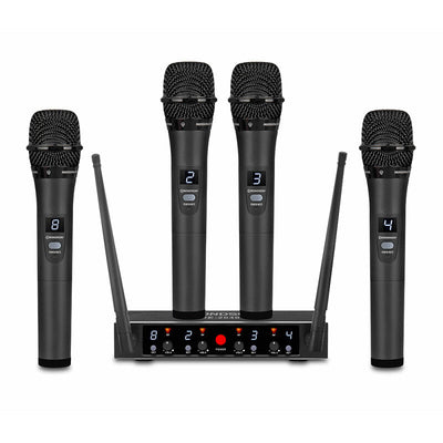 Rondson BE-2040/4MIC 4-channel diversity UHF set, 4 handheld microphones with receiver, 500 - 700 MHz