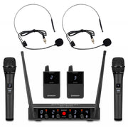 Rondson BE-2040/2MIC/2BP 4-channel diversity UHF set, 2 handheld microphones and 2 bodypack with lavalier and headworn microphones with receiver, 500 - 700 MHz