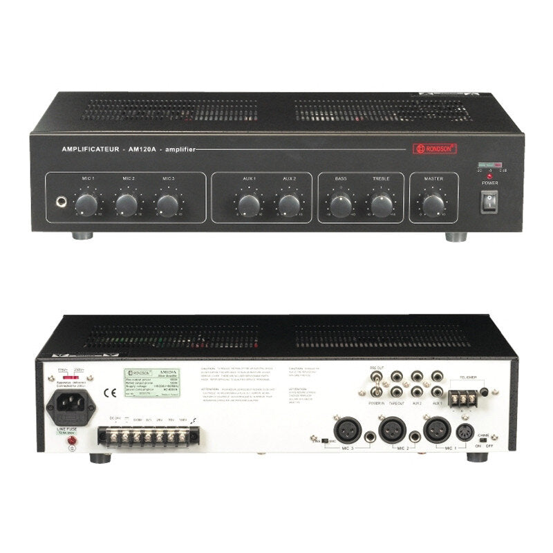 Rondson AM 120A Preamplifier / amplifiers, 120 W, 6 Inputs, 8 ohm, 25 / 70 / 100 V, 220 - 240 V AC / 24 V DC
